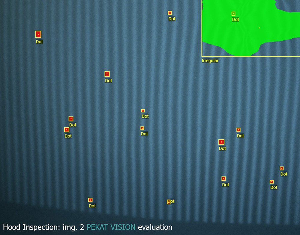 Hood inspection with pattern light and AI software