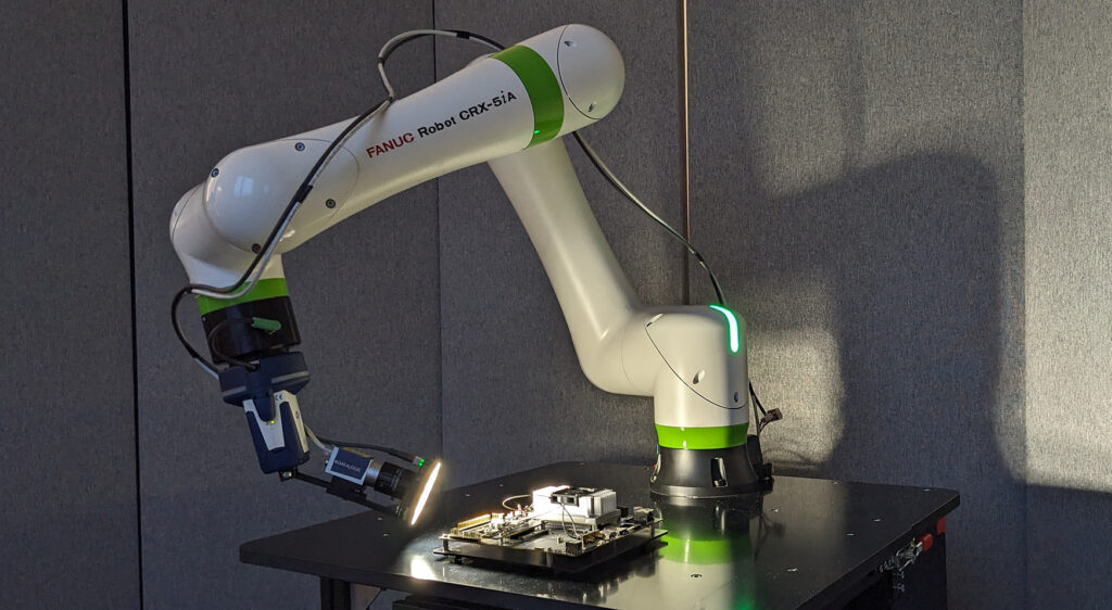 Quality inspection with camera and light mounted on the robot arm