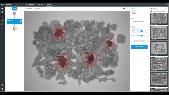 Deep learning detector module screen