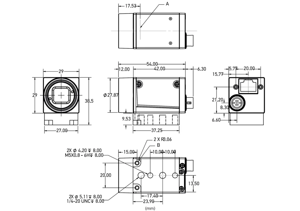 E-series industrial cameras drawing