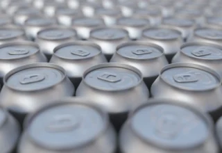 Aluminum cans during manufacturing