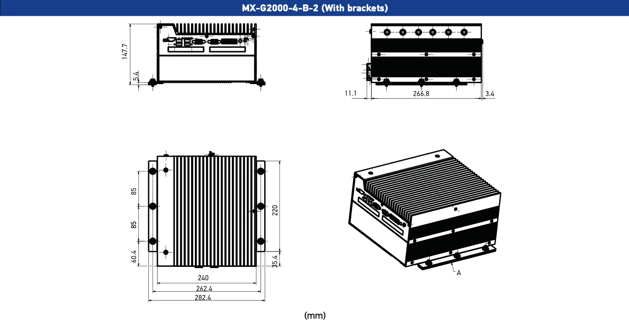 MX-G2000 Vision Processor Mechanical Drawing (with brackets)